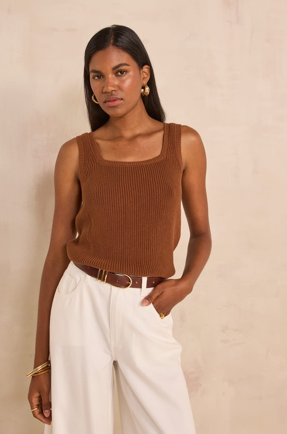 ANNA cotton tank top;${refinementColor}