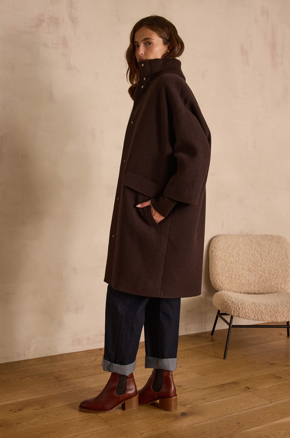 MAGDA mid-length wool coat;${refinementColor}