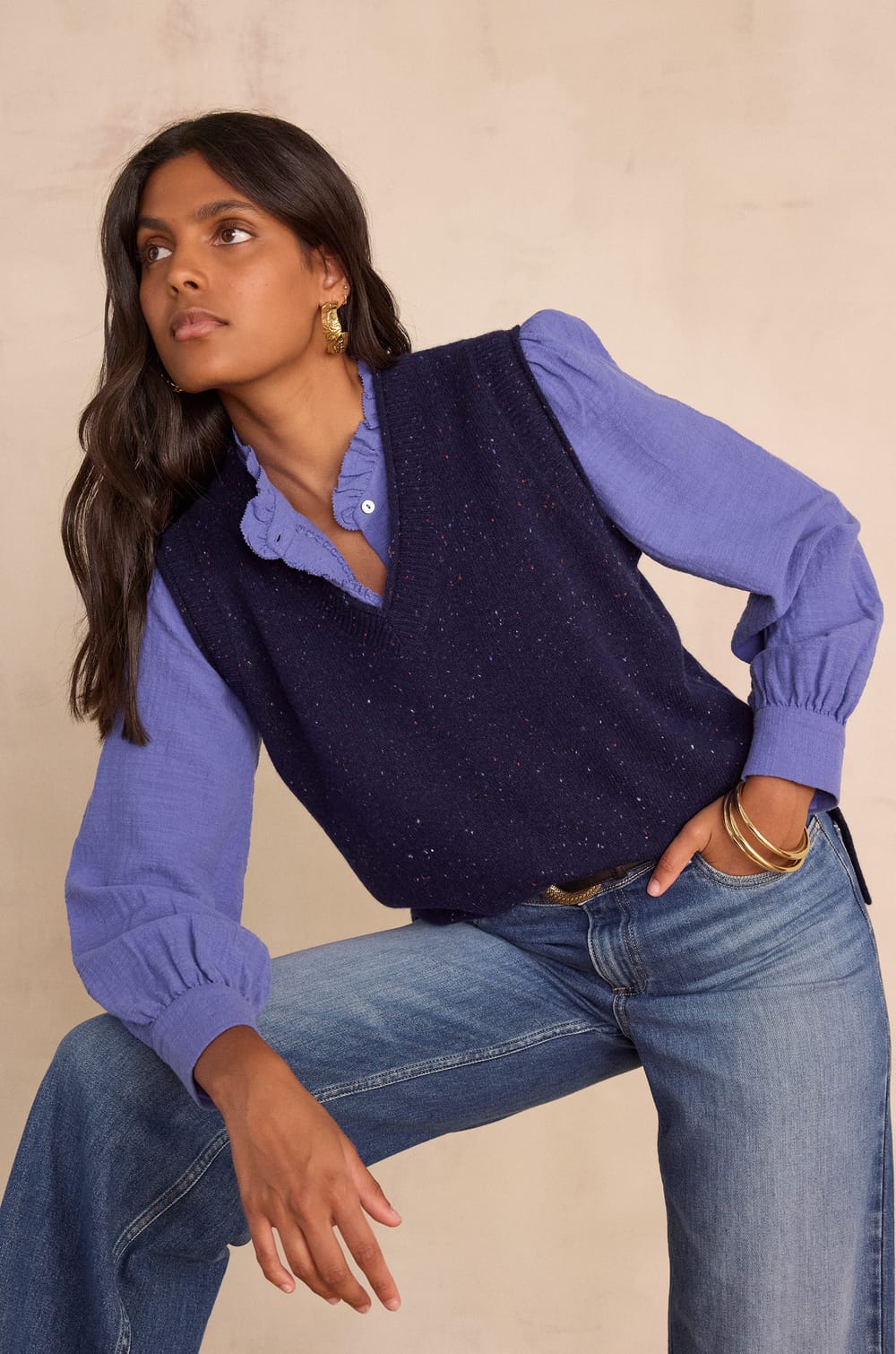 BROOKE blouse in 100% cotton;${refinementColor}