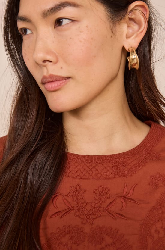 Embroidered short sleeve blouse DOLORES;${refinementColor}