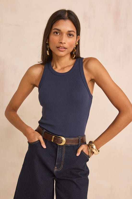 LEOPOLD cotton blend tank top;${refinementColor}