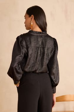 BETH Tunisian collar blouse;${refinementColor}