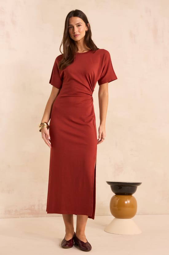 Slim cotton blend dress BRISBANE;${refinementColor}