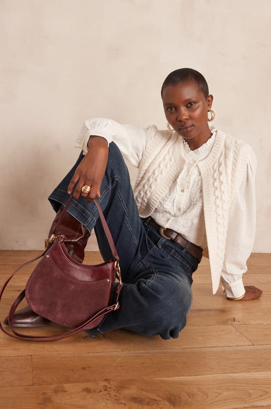 BIXENTE sleeveless cardigan in cable-knit wool;${refinementColor}