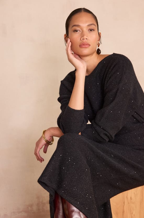 BLAKE bateau neck Jumper with sequins;${refinementColor}