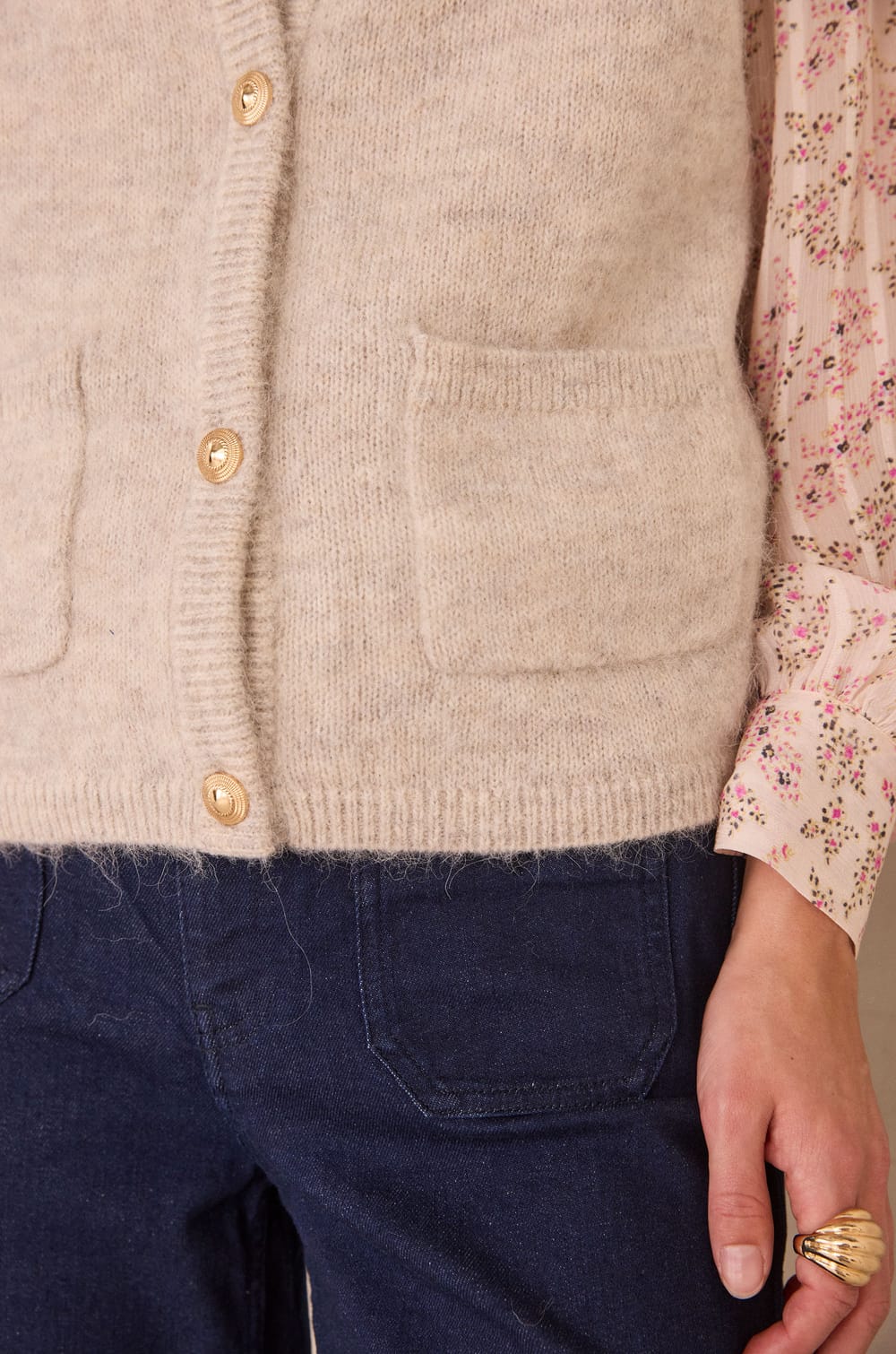 POLKA sleeveless cardigan;${refinementColor}