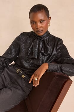 MAJESTE bow tie blouse;${refinementColor}