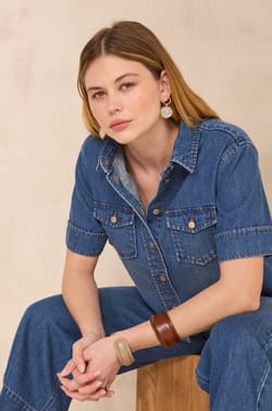 DIEGO short sleeve denim shirt;${refinementColor}