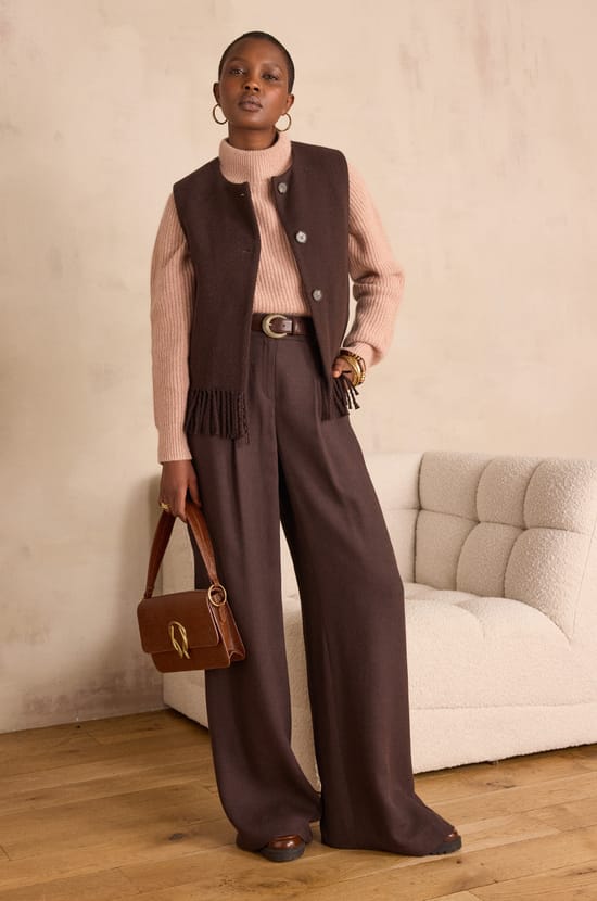 PAIGE fringed wool waistcoat;${refinementColor}