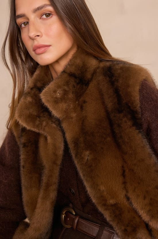 SUZANNE Fluffy Sleeveless Cardigan;${refinementColor}