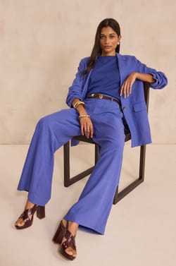 Wide linen blend trousers TAMINA;${refinementColor}