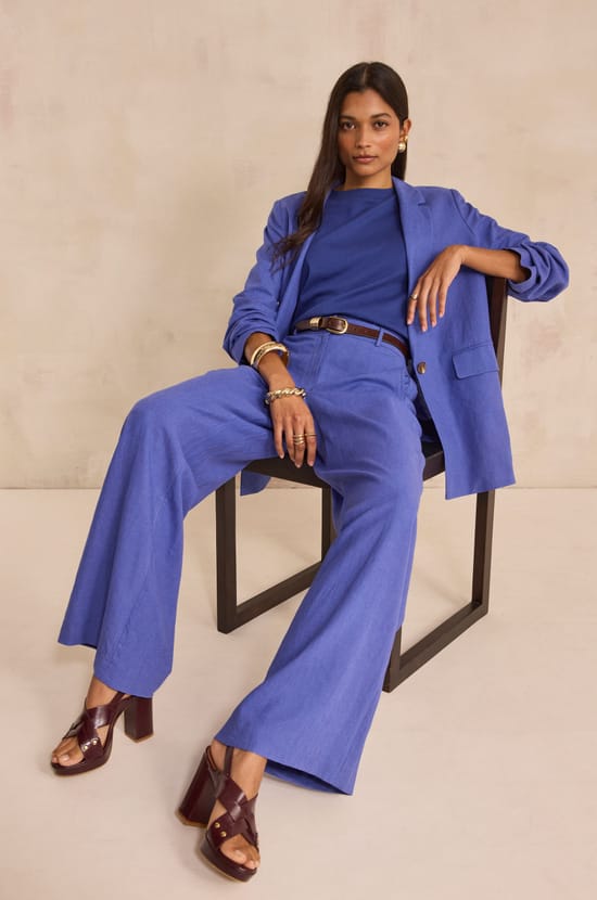 Wide linen blend trousers TAMINA;${refinementColor}