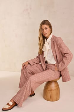 Blouse with pussy bow collar in cotton COLETTE;${refinementColor}