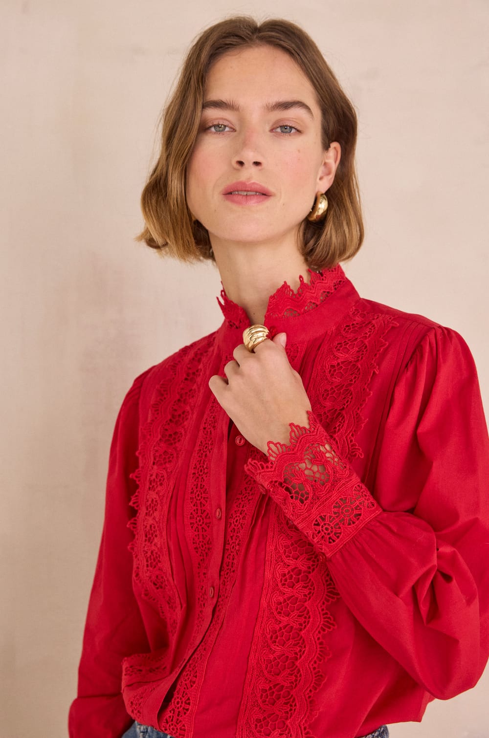 100% cotton embroidered blouse DALILA;${refinementColor}