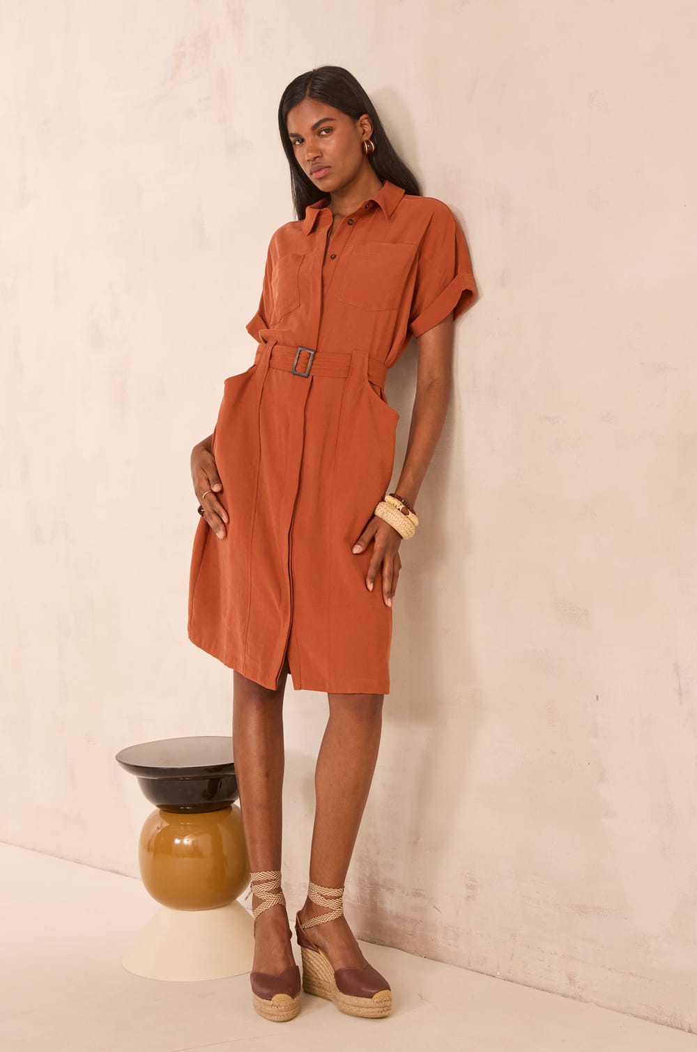Straight shirt dress RAMA;${refinementColor}