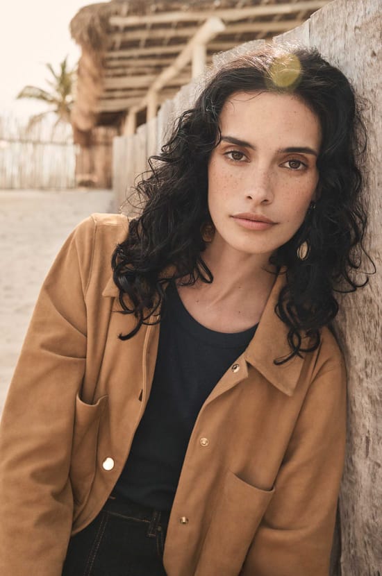 Chemise &agrave; manches 3/4 en cuir CLARA;${refinementColor}