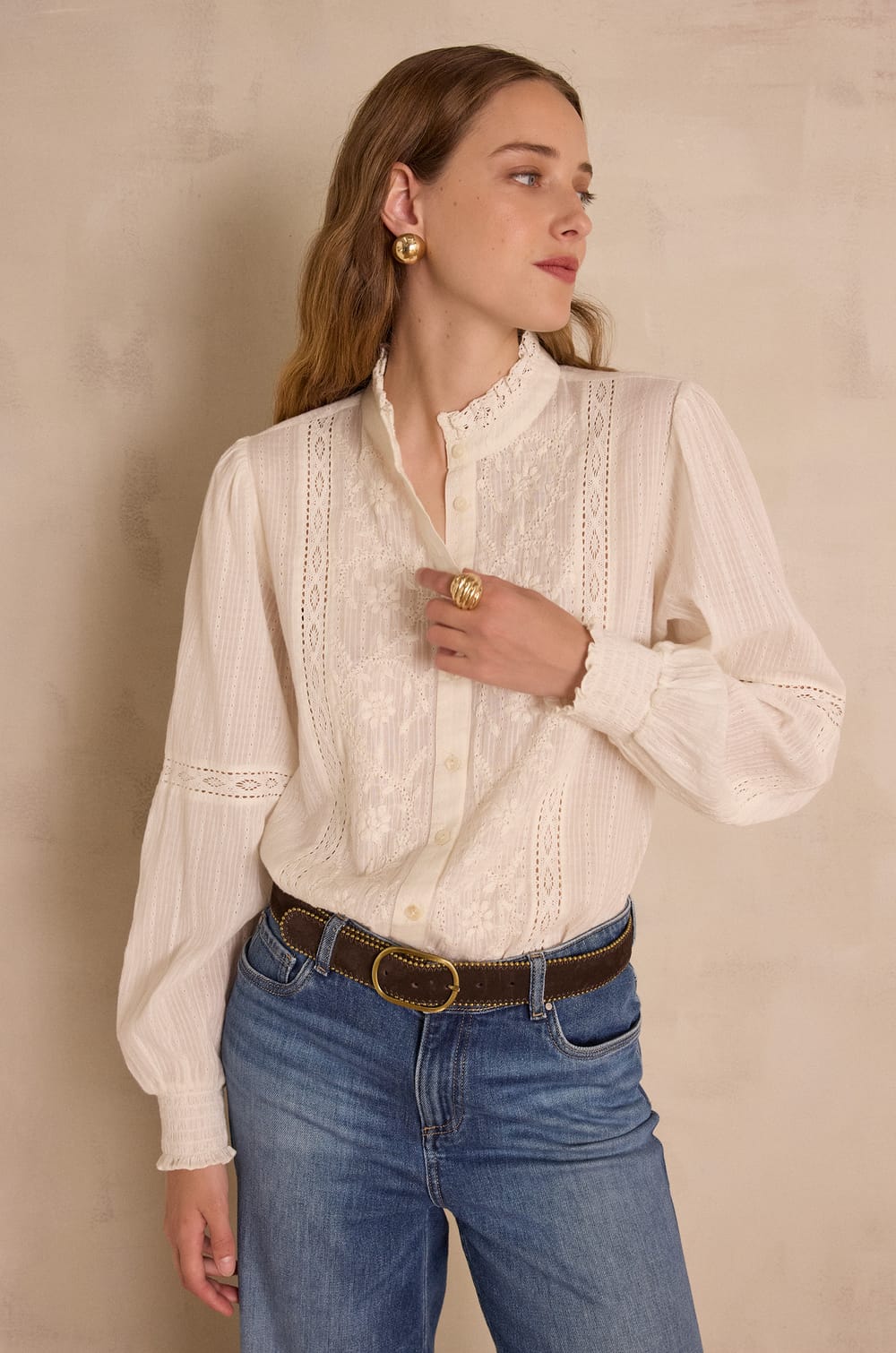 SOPHIA blouse in 100% cotton;${refinementColor}