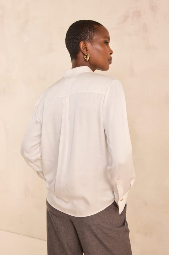 Chemisier &eacute;cru &agrave; manches longues en viscose MALAGA;${refinementColor}