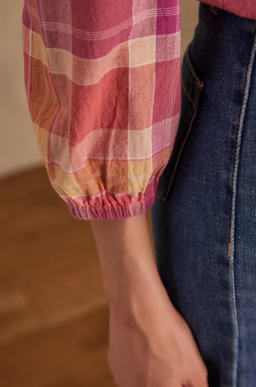 Blouse PRUDENCE &agrave; carreaux;${refinementColor}