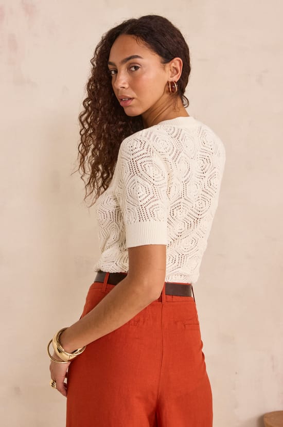 Gilet &agrave; manches courtes en coton PLUME;${refinementColor}