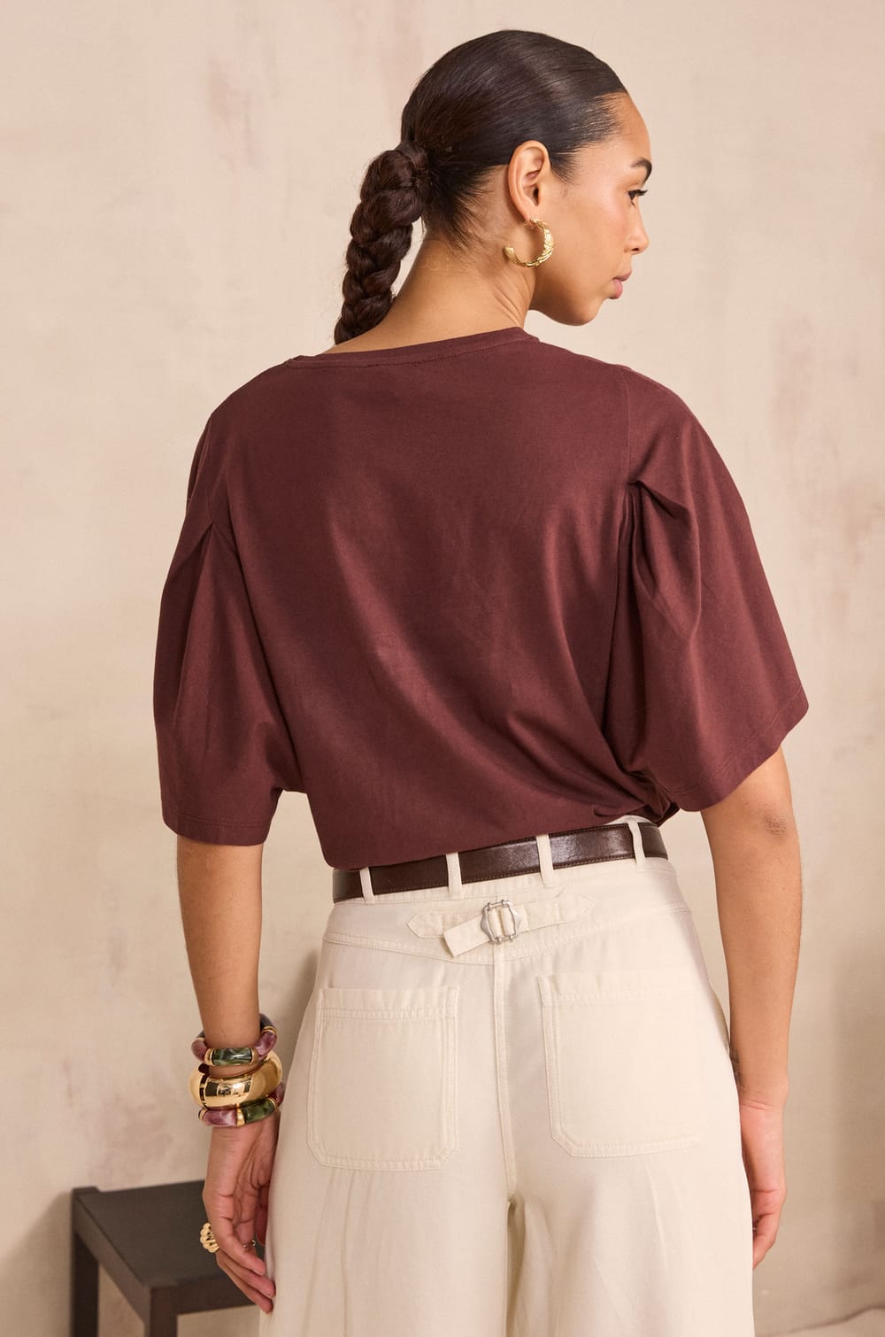 Short sleeve cotton T-shirt LOREEN;${refinementColor}