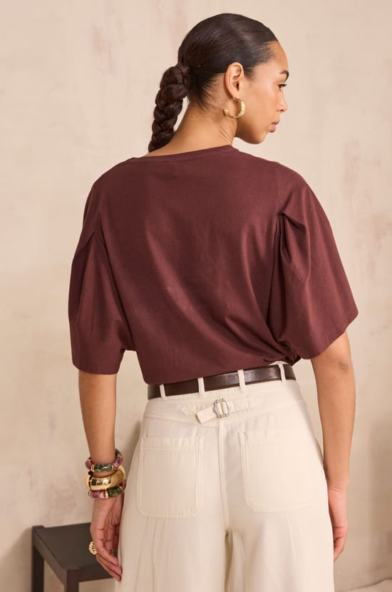 Short sleeve cotton T-shirt LOREEN;${refinementColor}