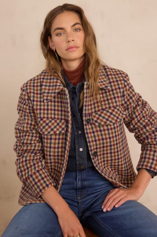 SOLANGE denim effect shirt in 100% cotton;${refinementColor}