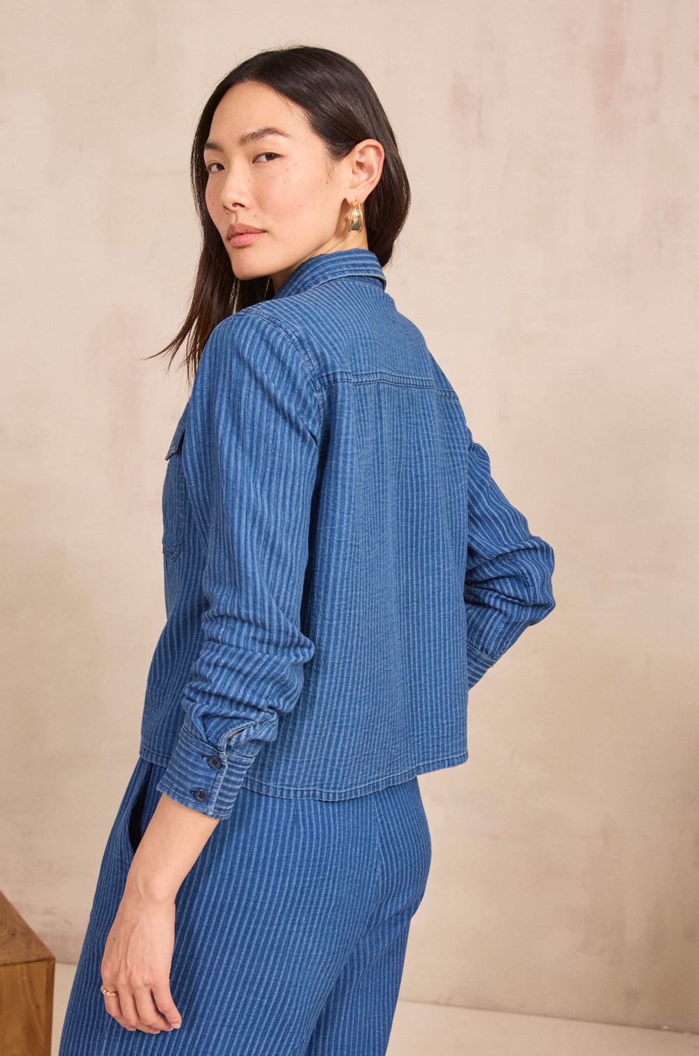 DORA long-sleeve cotton blouse;${refinementColor}