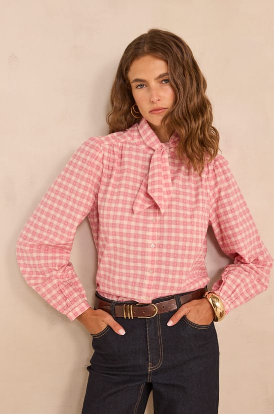 MALO long sleeve cotton blouse;${refinementColor}