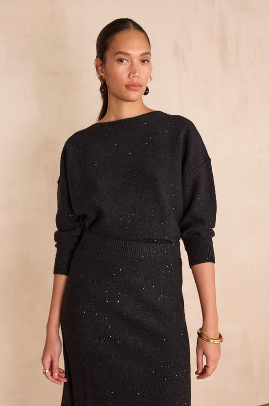 BLAKE bateau neck Jumper with sequins;${refinementColor}