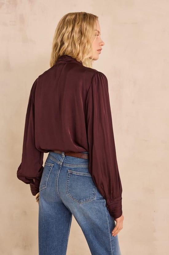 MAY high-neck satin blouse;${refinementColor}