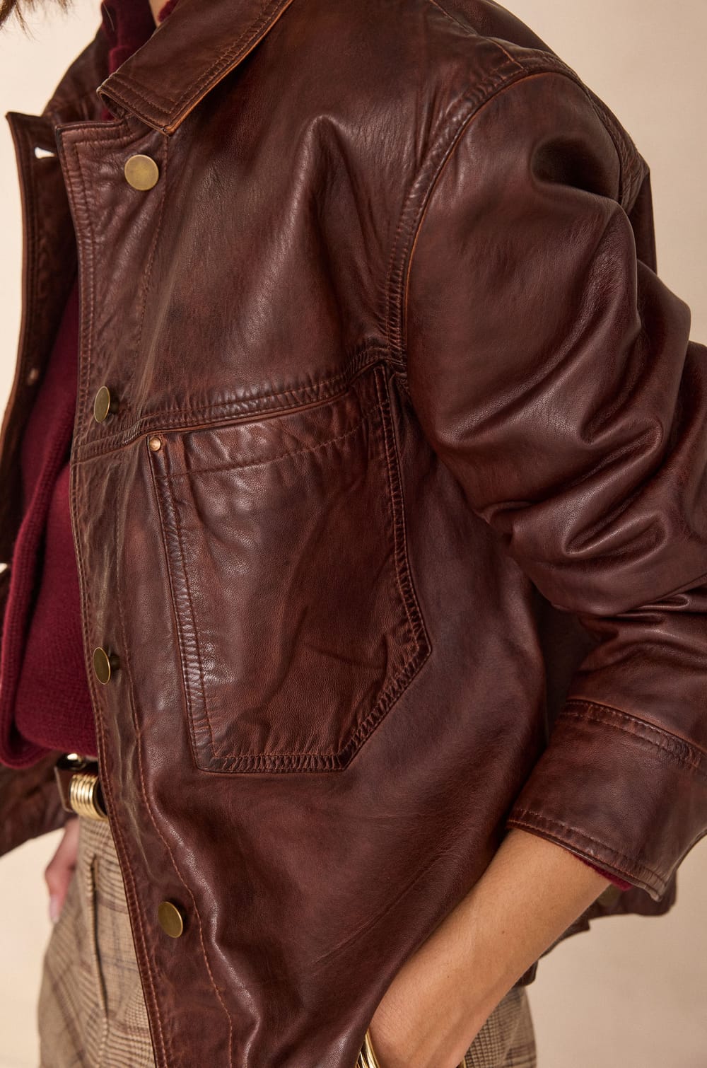 CARLA 100% leather jacket;${refinementColor}