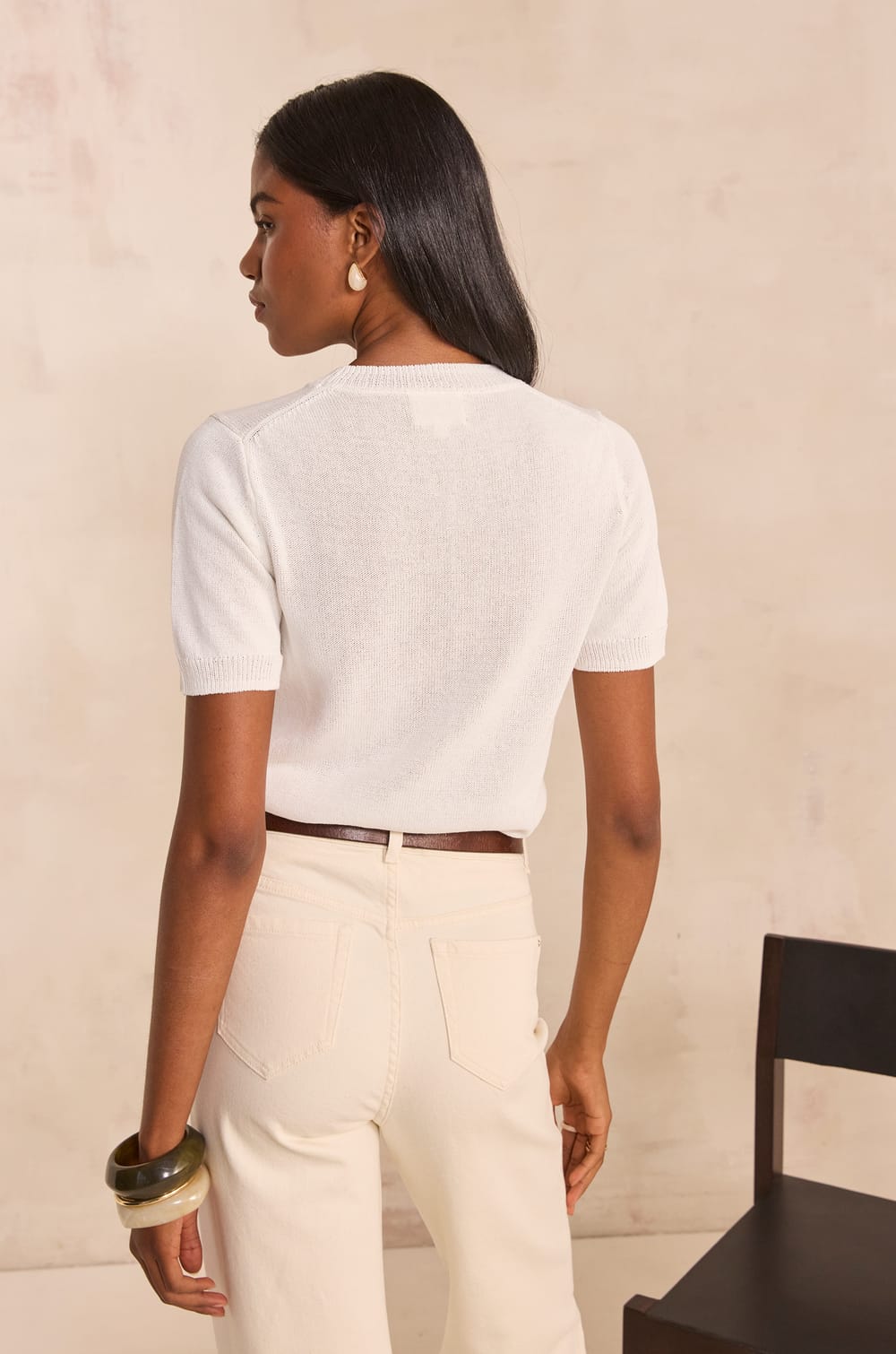 Short-sleeve cotton blend sweater AMANDA;${refinementColor}