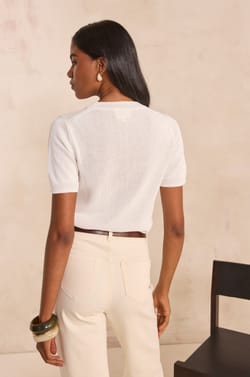 Short-sleeve cotton blend sweater AMANDA;${refinementColor}
