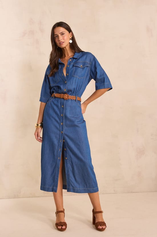 Robe chemise en denim BRUNA;${refinementColor}