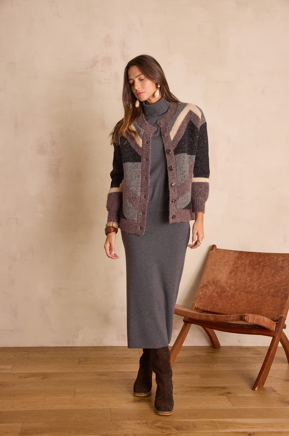 CHARLOTTE straight wool skirt;${refinementColor}