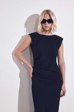 BIANCA straight dress with slit;${refinementColor}