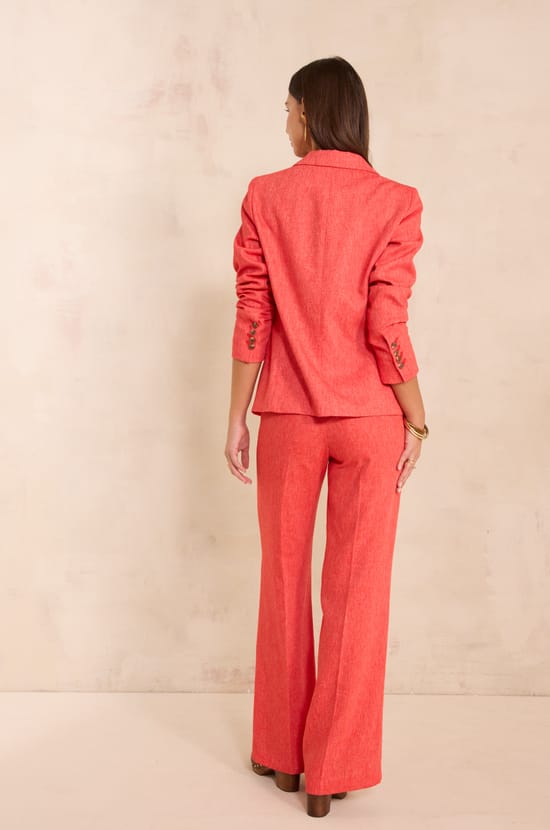 High-waisted tailored trousers in mixed linen LAYLA;${refinementColor}