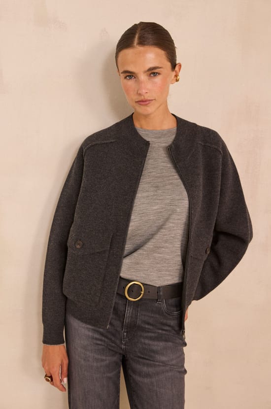 ALYSSON long sleeve blended wool jacket;${refinementColor}
