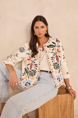Embroidered long sleeve cotton jacket VOLTIGE;${refinementColor}