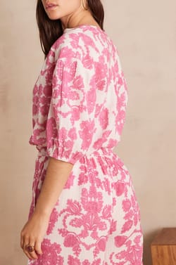 Blouse SUN en coton imprim&eacute; fleuri;${refinementColor}