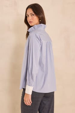 Soft striped cotton blouse;${refinementColor}