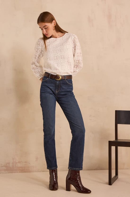 Jean straight and made of cotton SONIA;${refinementColor}