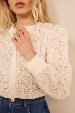 Long sleeve embroidered blouse CAMOMILE;${refinementColor}
