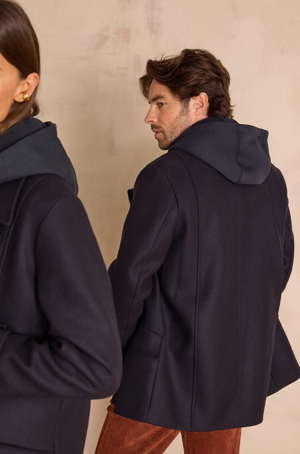 Unisex ENCHANTEUR pea coat in wool and cashmere;${refinementColor}