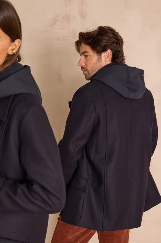 Unisex ENCHANTEUR pea coat in wool and cashmere;${refinementColor}