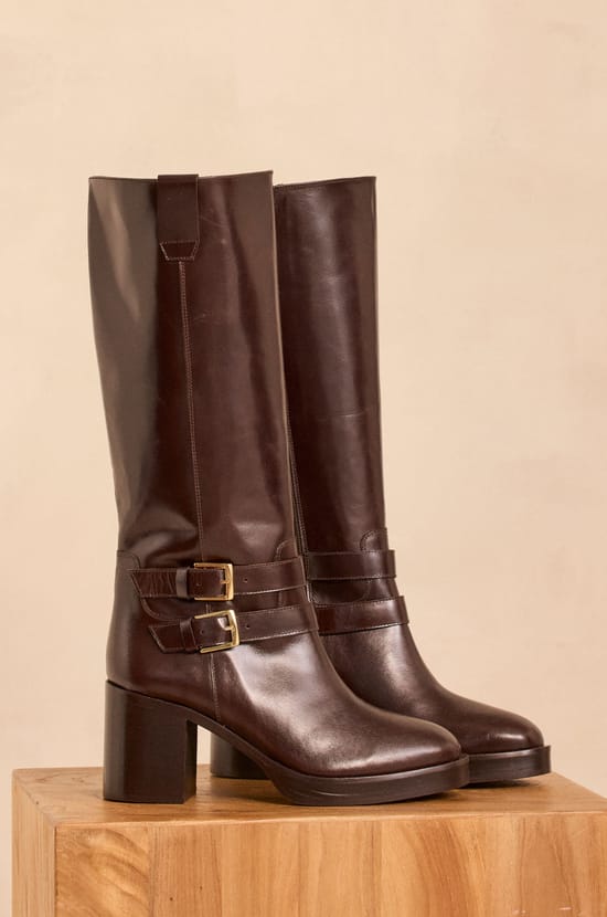 OLIVER leather high-heeled boots;${refinementColor}