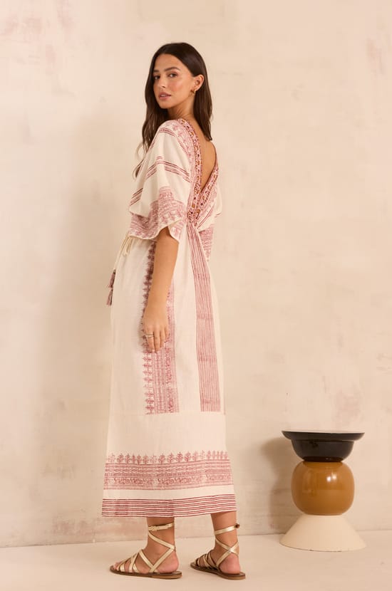 Straight embroidered cotton dress MAE;${refinementColor}