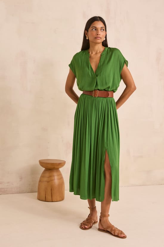 Juliana satin long skirt;${refinementColor}