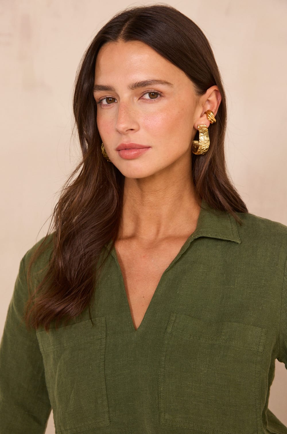 Short-sleeved linen blouse DELVA;${refinementColor}